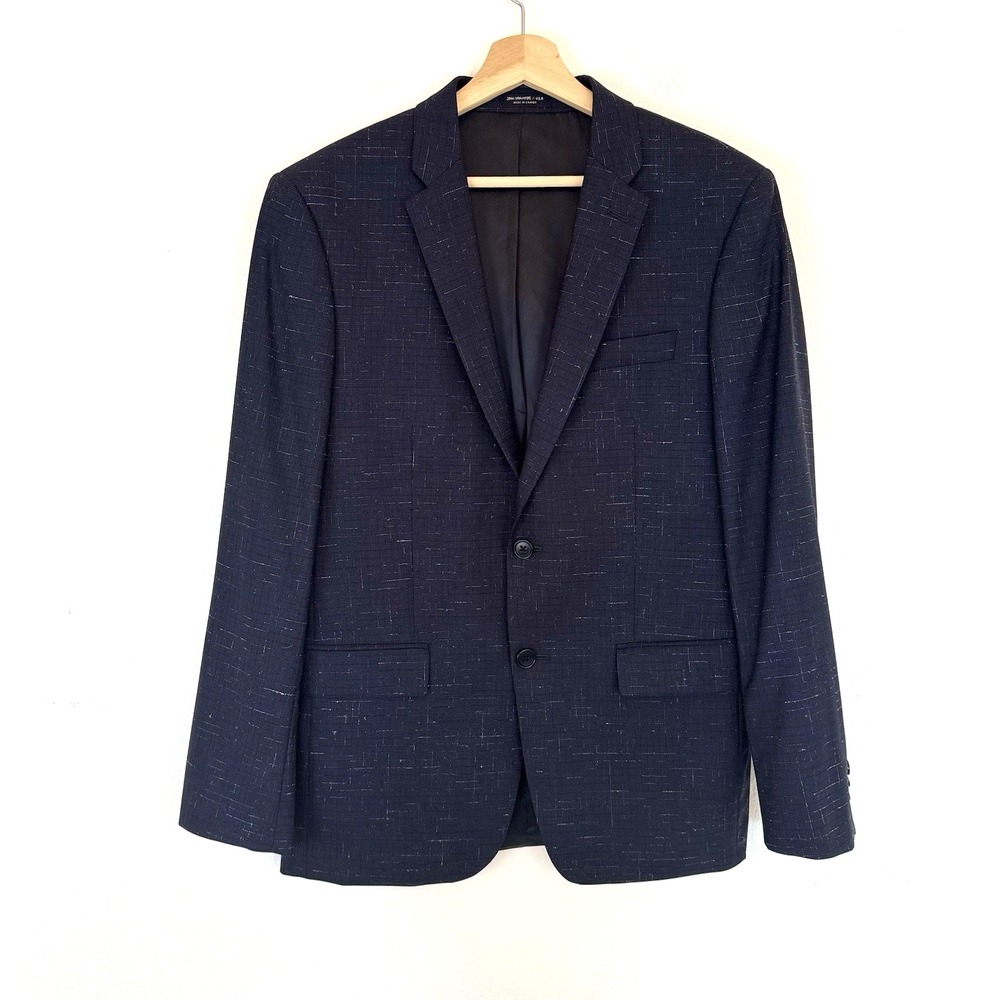 John Varvatos USA Mens Blazer Jacket Deep Blue Speckled 100% Wool Size 40R